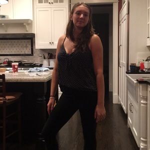 Polka dot, tie front tank